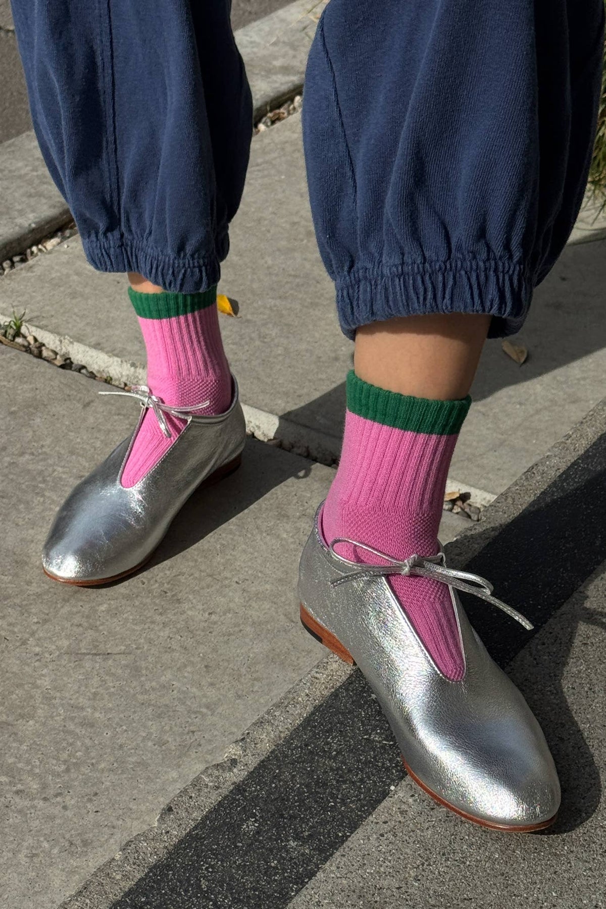 Color Block Girlfriend Socks : Blue Red