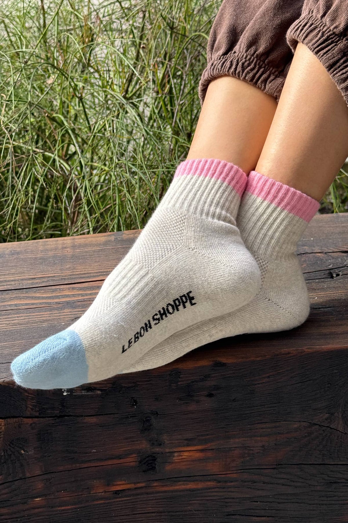 Color Block Girlfriend Socks : Blue Red