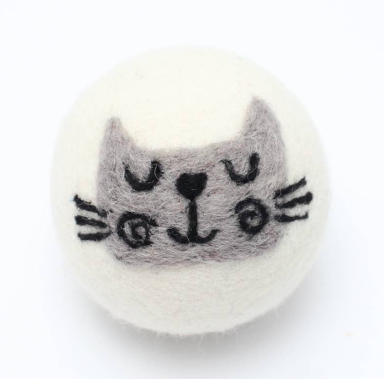 Eco Wool Dryer Ball: Gray Cat