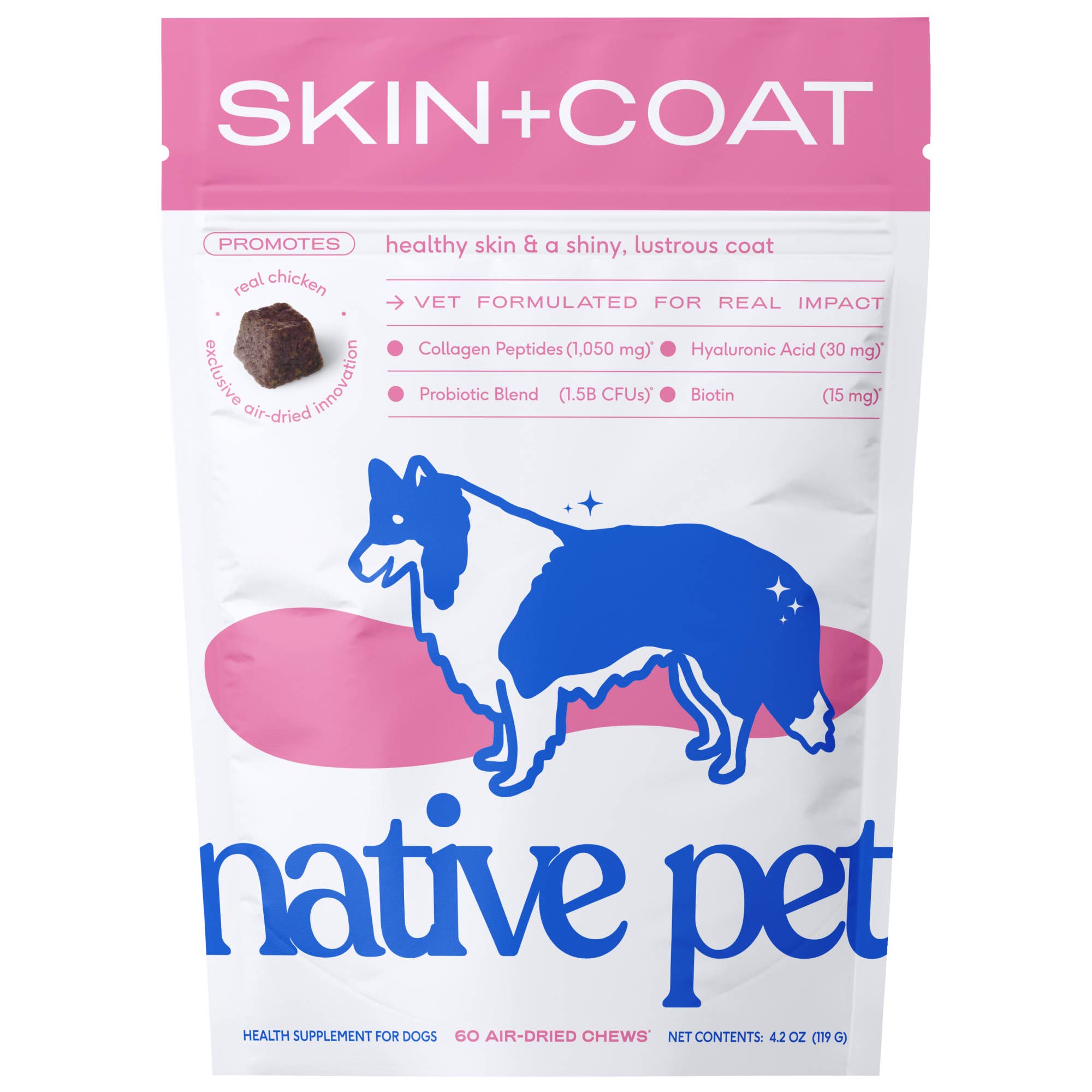 Skin + Coat Chews, Skin & Coat Supplement for Dogs: 60ct
