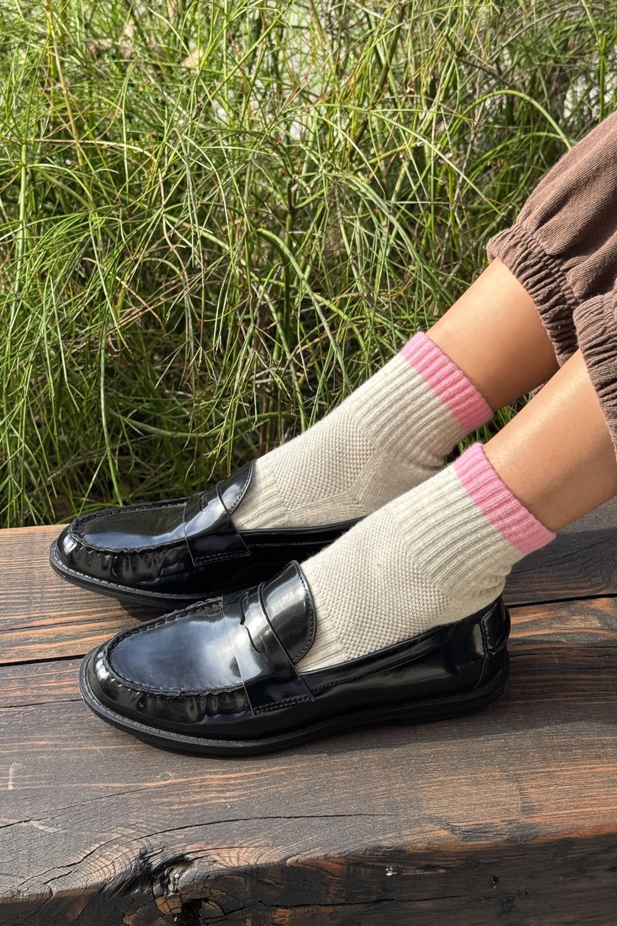Color Block Girlfriend Socks : Blue Red