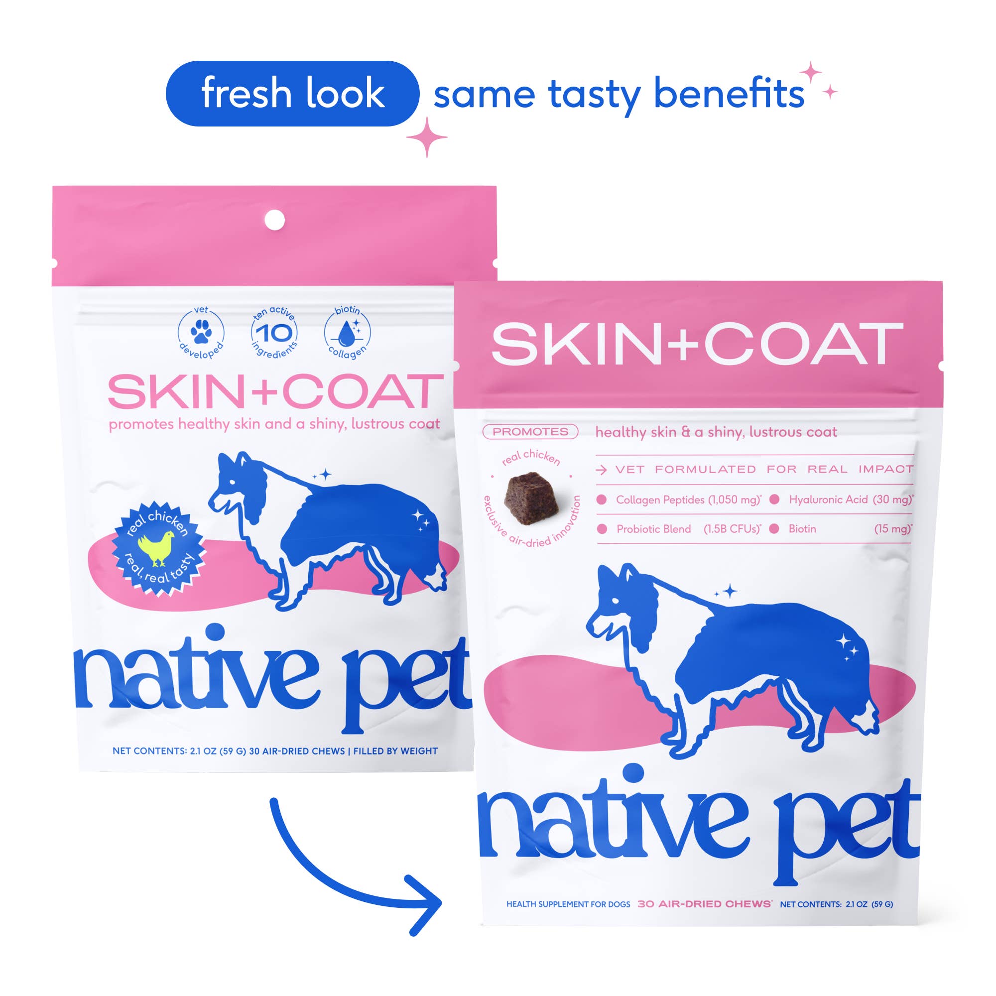 Skin + Coat Chews, Skin & Coat Supplement for Dogs: 60ct