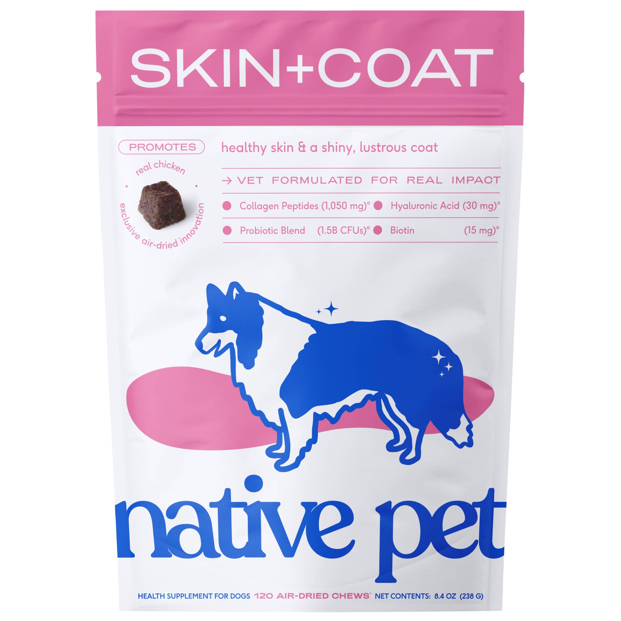 Skin + Coat Chews, Skin & Coat Supplement for Dogs: 60ct