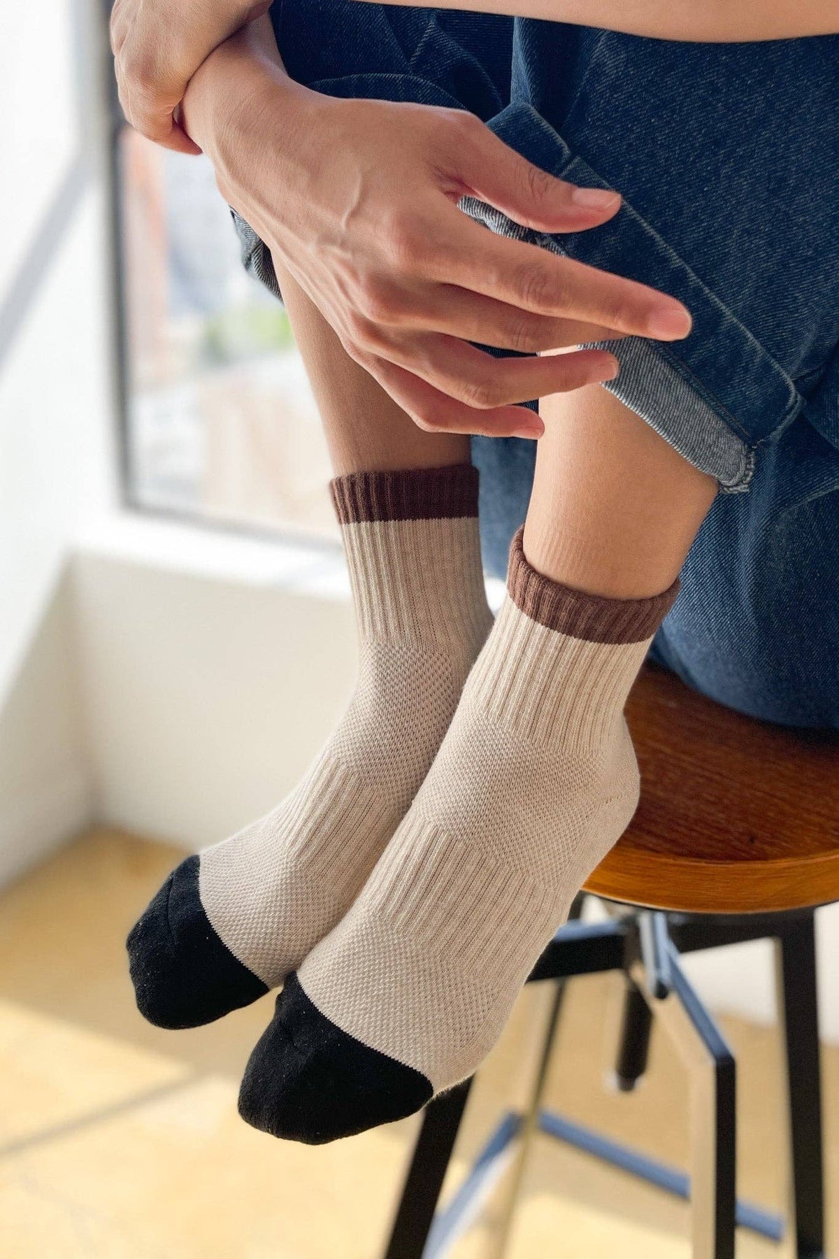 Color Block Girlfriend Socks : Blue Red