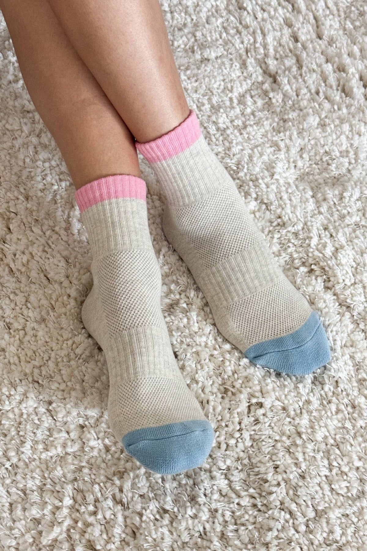 Color Block Girlfriend Socks : Blue Red