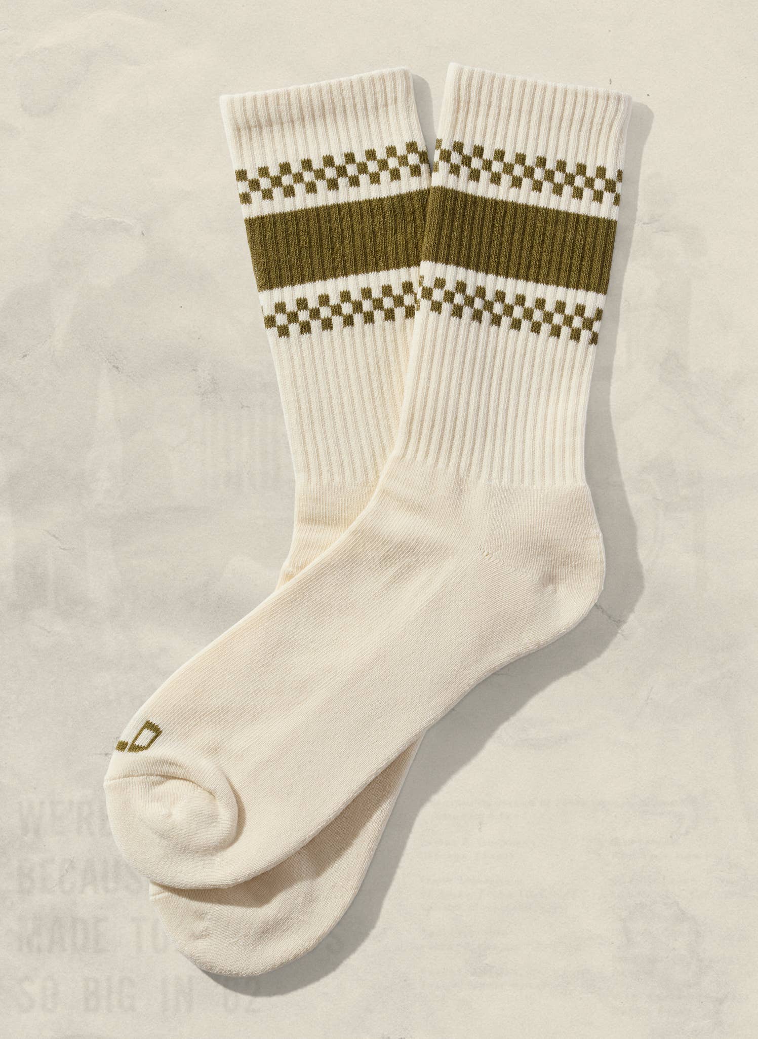 Checkerboard Striped Crew Socks: Cactus