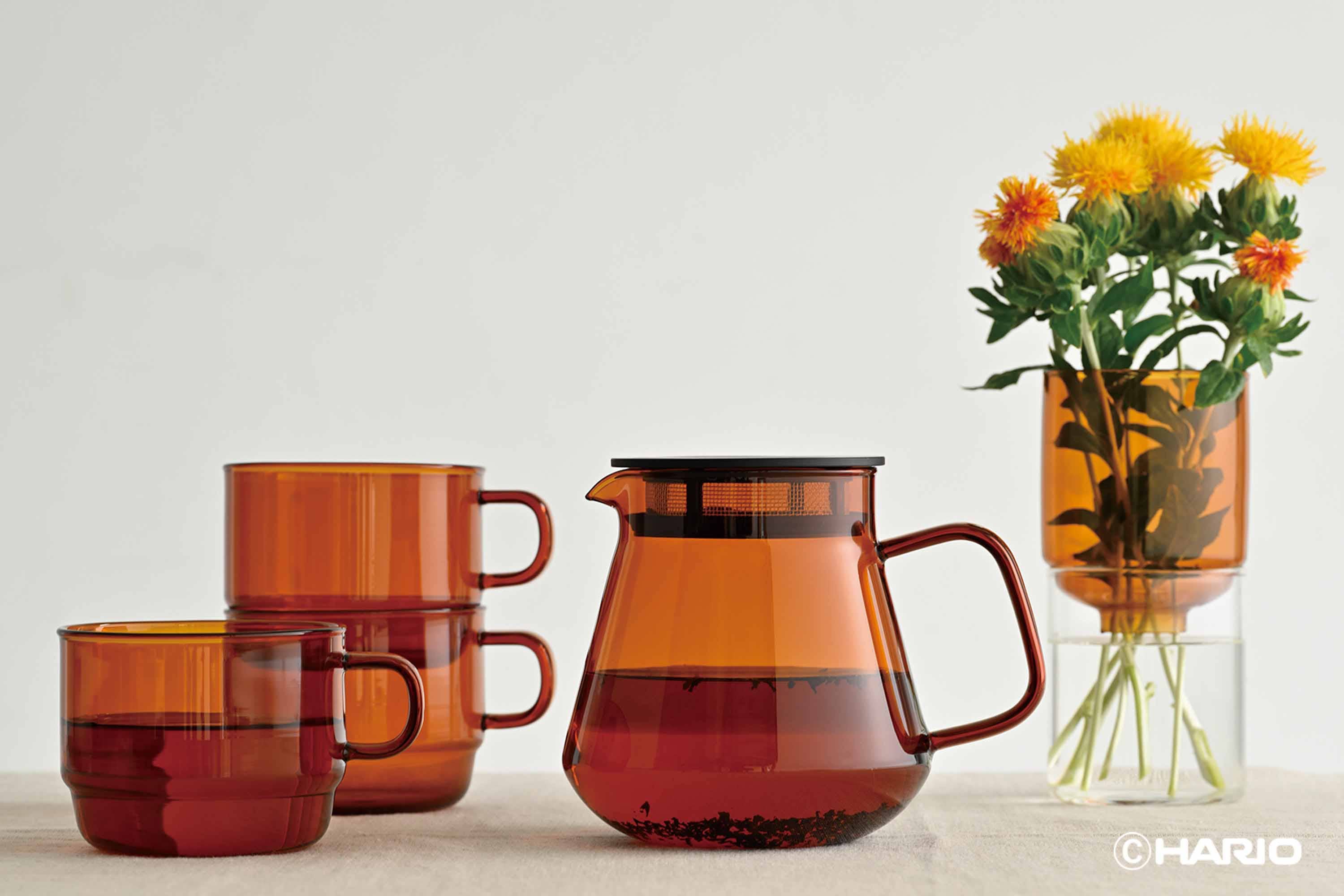 HARIO Colors Glass Coffee and Tea Server, 600ml: Amber