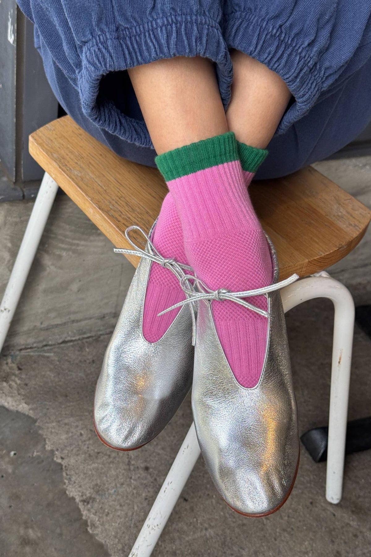 Color Block Girlfriend Socks : Blue Red